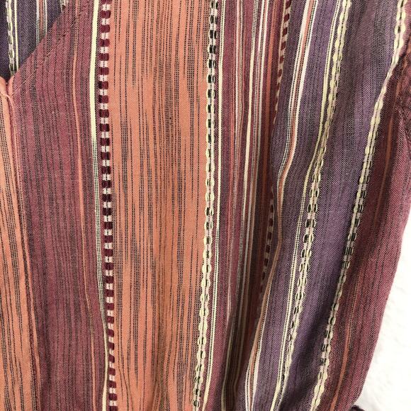 SPIRIT OF GRACE Cotton Mini Dress Sz S Stripe Adjustable Waist Sleeveless V-Neck - Picture 3 of 8